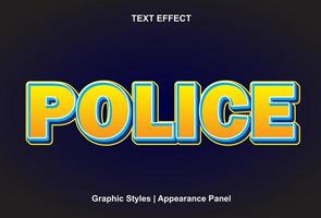 efecto de texto policial con color amarillo y editable. vector