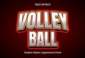 efecto de texto de voleibol con estilo gráfico y editable. vector