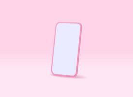 3D realistic cartoon mobile phone vector concept. 3d vector render illustration