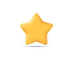 3D realistic star cartoon vector concept. 3d vector render illustration