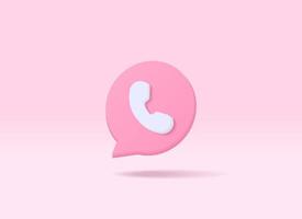 3D realistic phone call cartoon vector concept. 3d vector render illustration