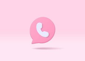 3D realistic phone call cartoon vector concept. 3d vector render illustration