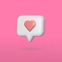 3d rendering like icon. Social media love and like minimalist 3d button. Vector stock illustration.