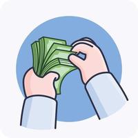 Counting cash money, Cash in hand, income concept vector