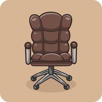 Brown leather upholstered office chair There are wheels on all 4 legs, vector design and isolated background.