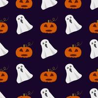 seamless pumpkin ghost pattern on dark background can be used for wrapping paper fabric vector