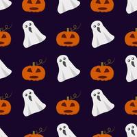 seamless pumpkin ghost pattern on dark background can be used for wrapping paper fabric vector