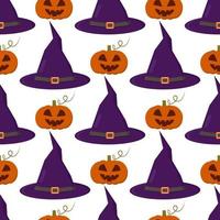 seamless pattern creepy pumpkins and witch hat can be used for fabric and packaging vector