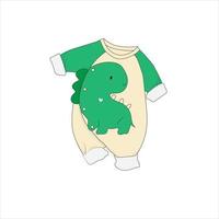 Baby jumpsuit template design with cute green dino design for baby template design vector