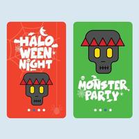 Happy Halloween invitation design with skull vector