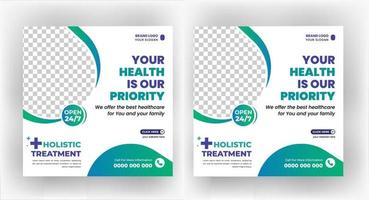 Medical Social Media Post Template, Healthcare Social Media Banner Template, Medical and healthcare social media post template. health doctor social media post banner. Medical Health banner vector