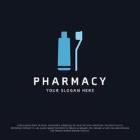 Pharmacy logo design with typography and dark background vector