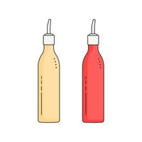 Ketchup and mustard jars isolated on white background. Doodle style. vector