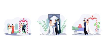 Wedding Party Flat Bundle Design vector