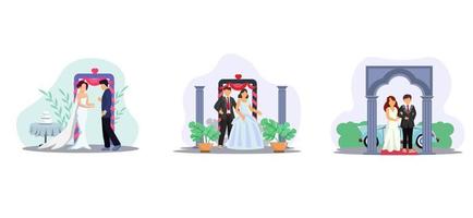 Wedding Couple Flat Bundle Design vector