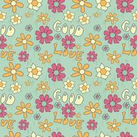 70's Retro Seamless Pattern. 60s and 70s Aesthetic Style. vector