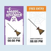 Happy Halloween invitation design with broom vector