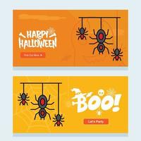 Happy Halloween invitation design with spider vector