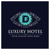 diseño de hotel de lujo con logo y vector de tipografía