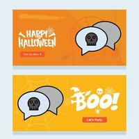 Happy Halloween invitation design with chat vector