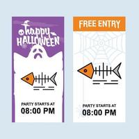 Happy Halloween invitation design with fish skull vector