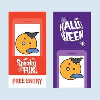 diseño de invitación de feliz halloween con vector de luna