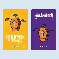 Happy Halloween invitation design with coffins vector