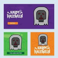 Happy Halloween invitation design with skull vector