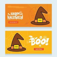 diseño de invitación de halloween feliz con vector de sombrero