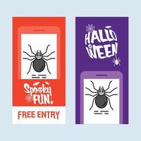 diseño de invitación de halloween feliz con vector de araña