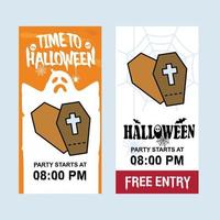 diseño de invitación de feliz halloween con vector de ataúdes