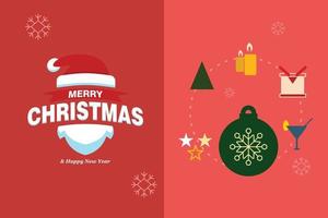 tarjeta de feliz navidad con diseño elegante y vector de tipografía