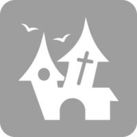 Haunted House Glyph Round Background Icon vector