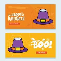 Happy Halloween invitation design with hat vector