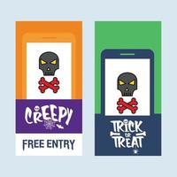 Happy Halloween invitation design with skull vector