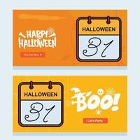 diseño de invitación de halloween feliz con vector de calendario