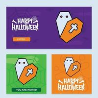 diseño de invitación de feliz halloween con vector de ataúd