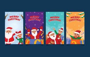 Santa Claus And The Helper Card Set Design vector