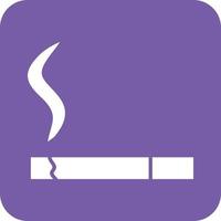Lit Cigarette Glyph Round Background Icon vector