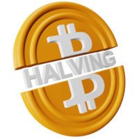 bitcoin halvering 3d renderen isometrische icoon. png