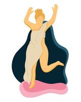 Girl posing and smiling in a sheet. Mental health illustration for cards, invitations, design. abstract girl silhouette in fanny pose vector