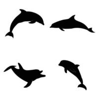 silueta de delfines nadando aislada sobre fondo blanco. símbolos de la vida marina. ilustración vectorial vector