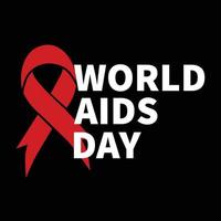 World AIDS Day vector illustration. With red ribbon and text World Aids Day on black background