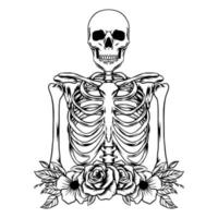 Skeleton with flowers ornament vector