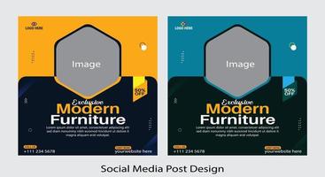 Furniture social media post design template vector