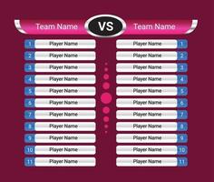 Scoreboard for soccer match, vector score board football game tournament team results, passing plays and yards, sacks and turnovers, user interactions