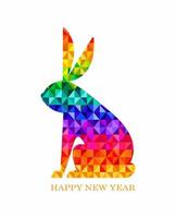 Colorful rabbit, symbol of New Year 2023. vector