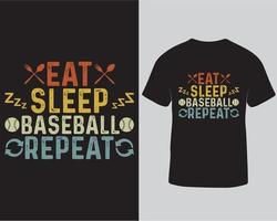 comer dormir béisbol repetir tipografía vector camiseta diseño pro descargar
