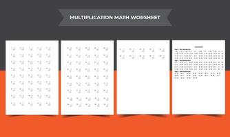 interior de la hoja de cálculo de matemáticas - hoja de trabajo de 100 preguntas básicas de multiplicación de un solo dígito con clave de respuesta - v04 vector