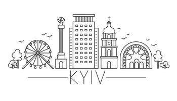 arte lineal Kyiv. lugares de interés de Kyiv al estilo del arte lineal. vector